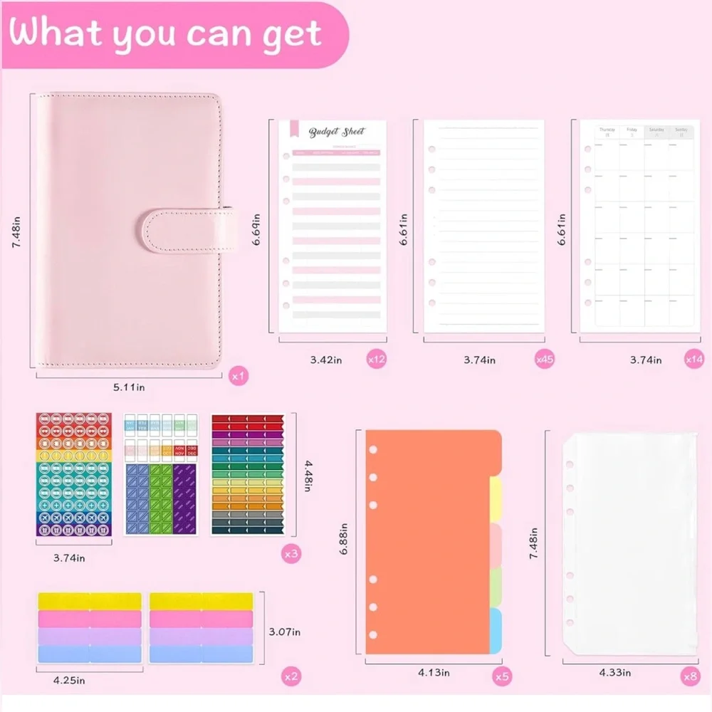 Budget Binder planner With Zipper Envelopes A6 Binder With Cash Envelopes